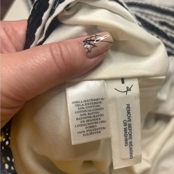 Ann Taylor Eyelet Striped Short Sleeve Knit Lined Fit Flare Dress Size 6 New - Picture 7 of 7